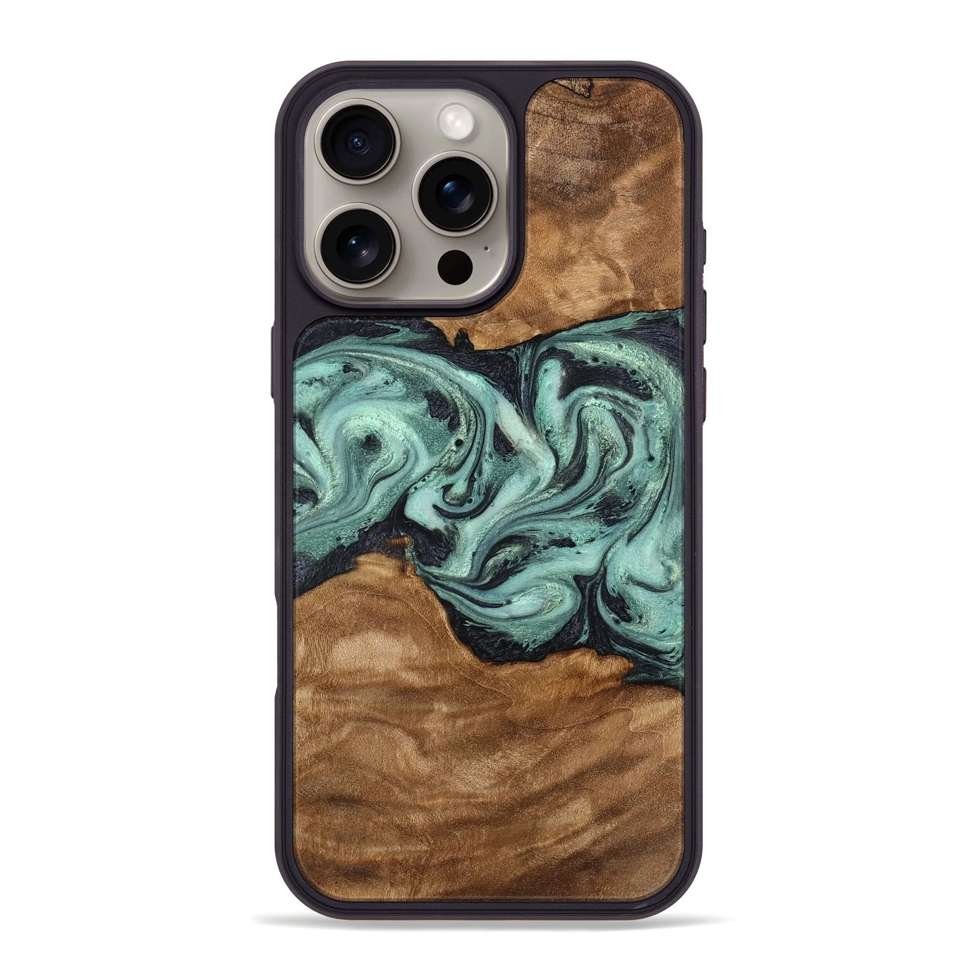 Iphone 16 Pro Max Wood Phone Case - Hettie (Green, 775909) Easy Apply
