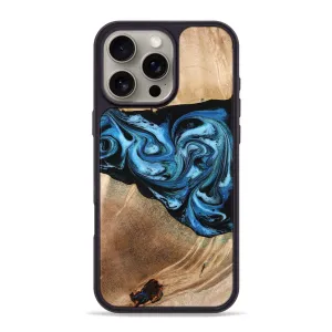 Iphone 16 Pro Max Wood Phone Case - Iola (Blue, 776687) Crystal Clear Screen