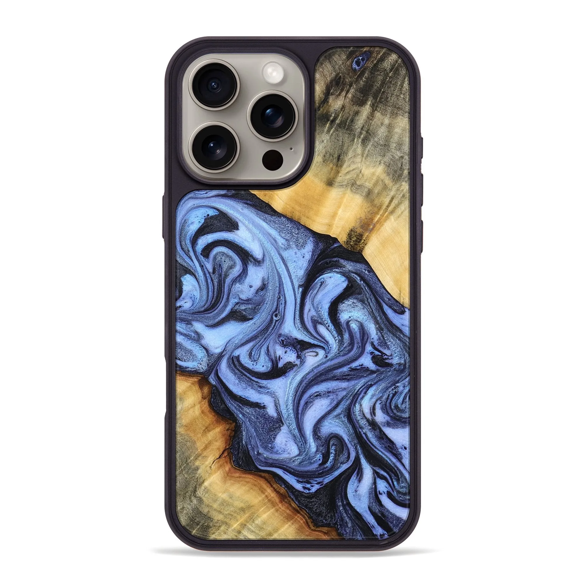 Slim Screen Protector Iphone 16 Pro Max Wood Phone Case - Itzel (Blue, 776680)