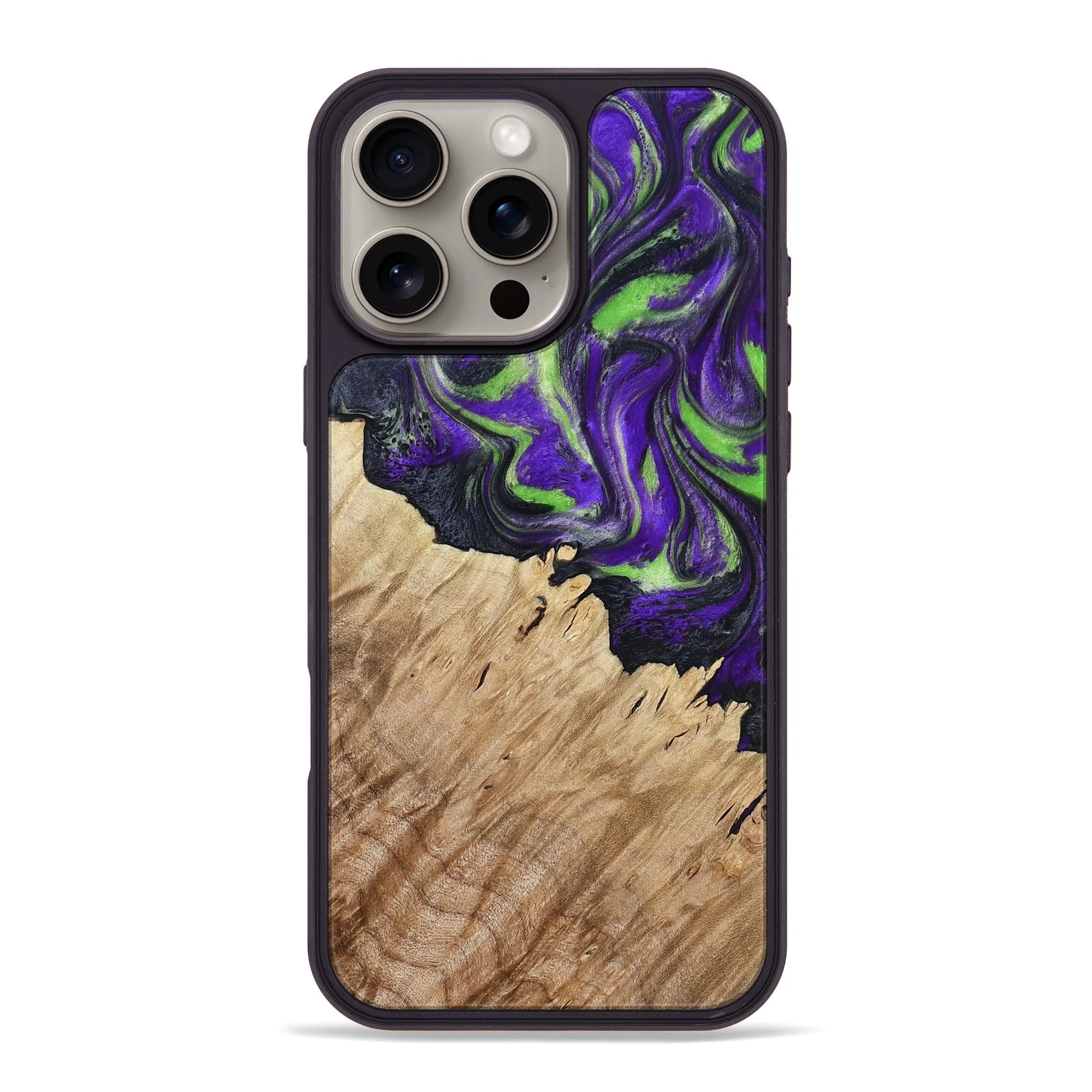 Scratch Resistant Anti Finger Mark Film Iphone 16 Pro Max Wood Phone Case - Jimena (Purple, 780722)
