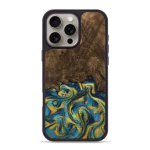 Anti Dust Film Iphone 16 Pro Max Wood Phone Case - Jordin (Teal & Gold, 778653)