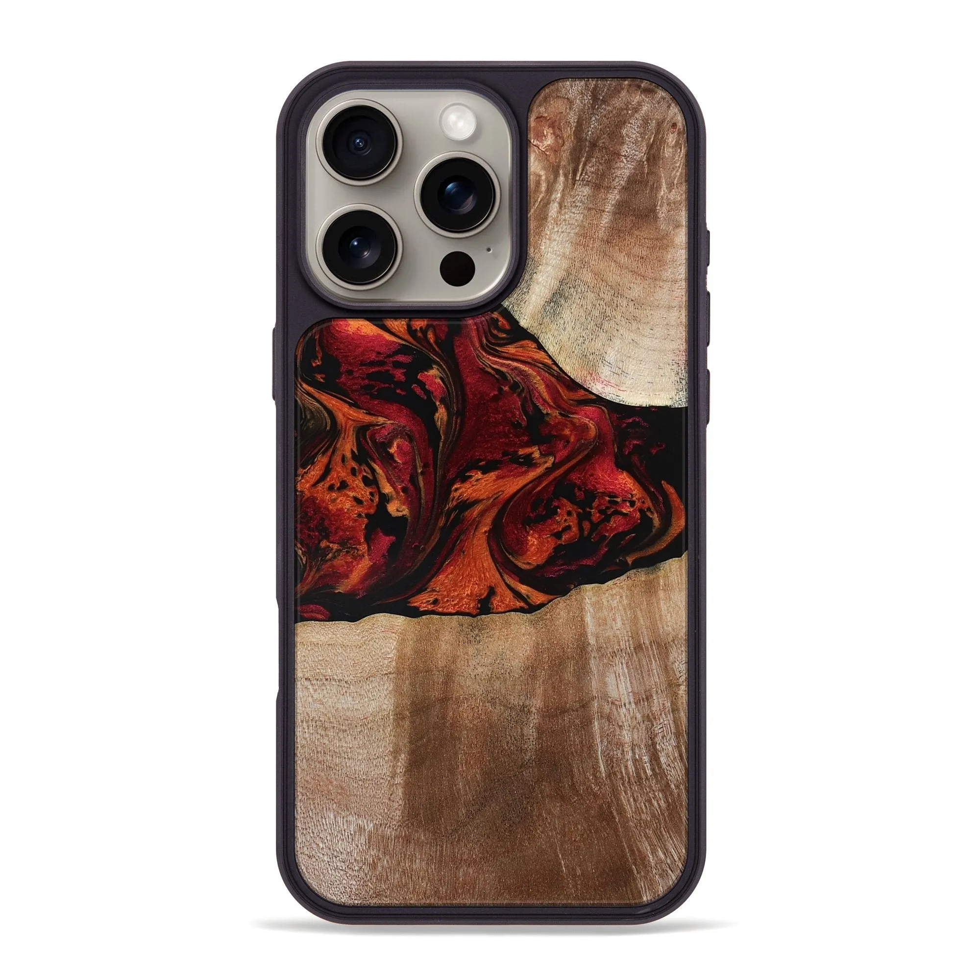 Anti Finger Streak Iphone 16 Pro Max Wood Phone Case - Journi (Red, 780432)
