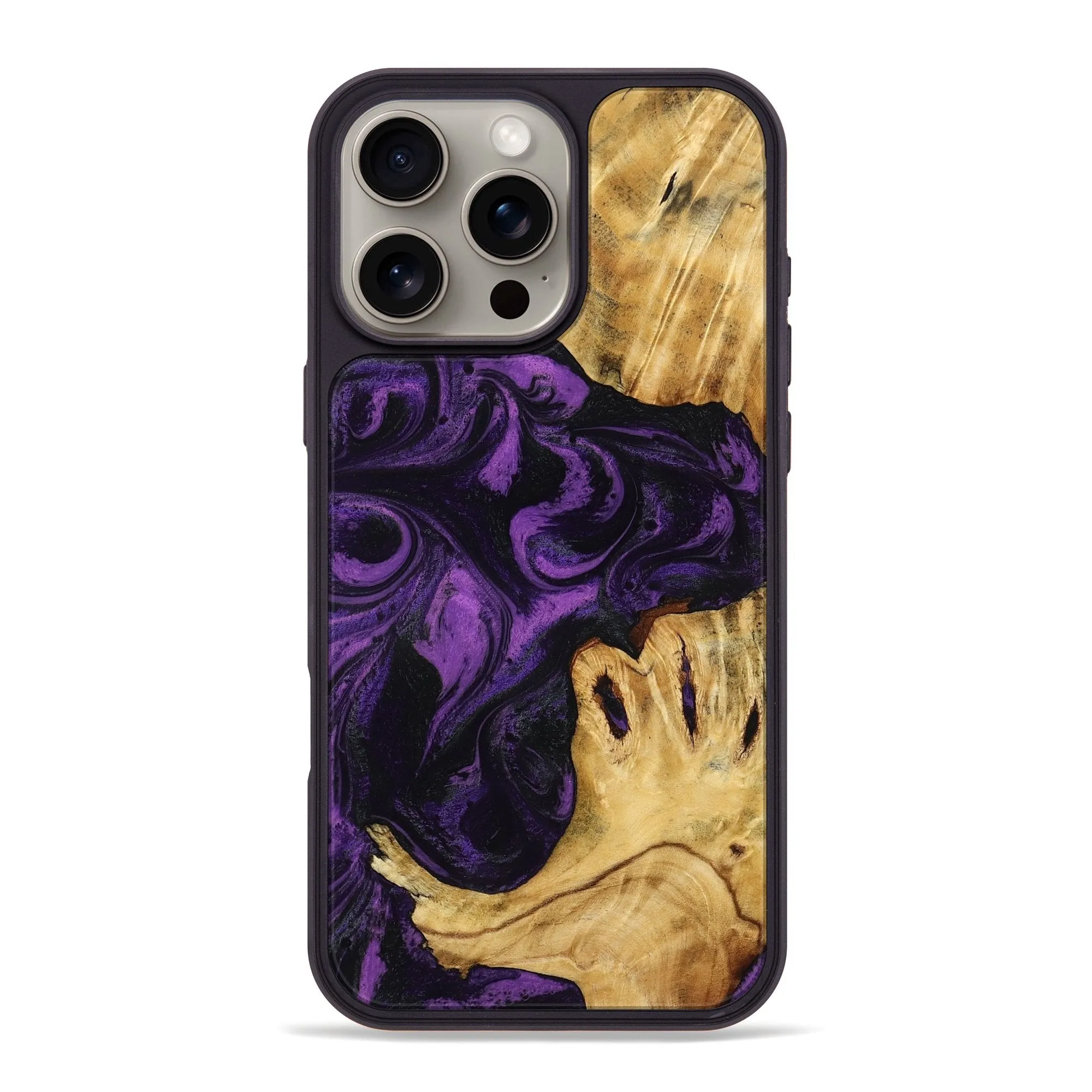 Iphone 16 Pro Max Wood Phone Case - Julian (Purple, 778661) Anti Reflection Screen
