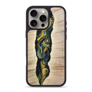 Bubble Resistant Film Anti Finger Mark Film Iphone 16 Pro Max Wood Phone Case - Kamila (Teal & Gold, 778290)