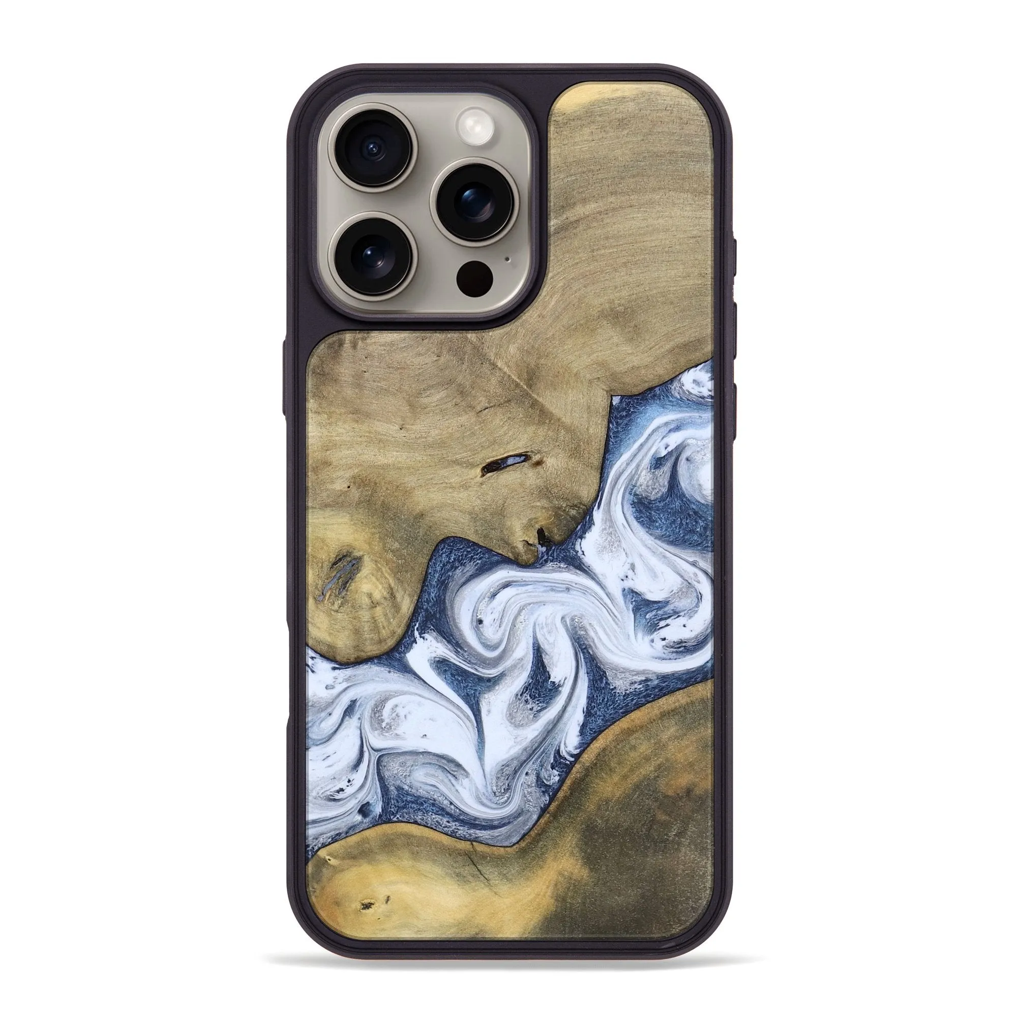 Anti Finger Oil Coating Shock Guard Iphone 16 Pro Max Wood Phone Case - Kenia (Blue, 780892)