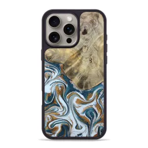 Iphone 16 Pro Max Wood Phone Case - Kirstin (Teal & Gold, 780494) Protective Film Anti Reflection Coating