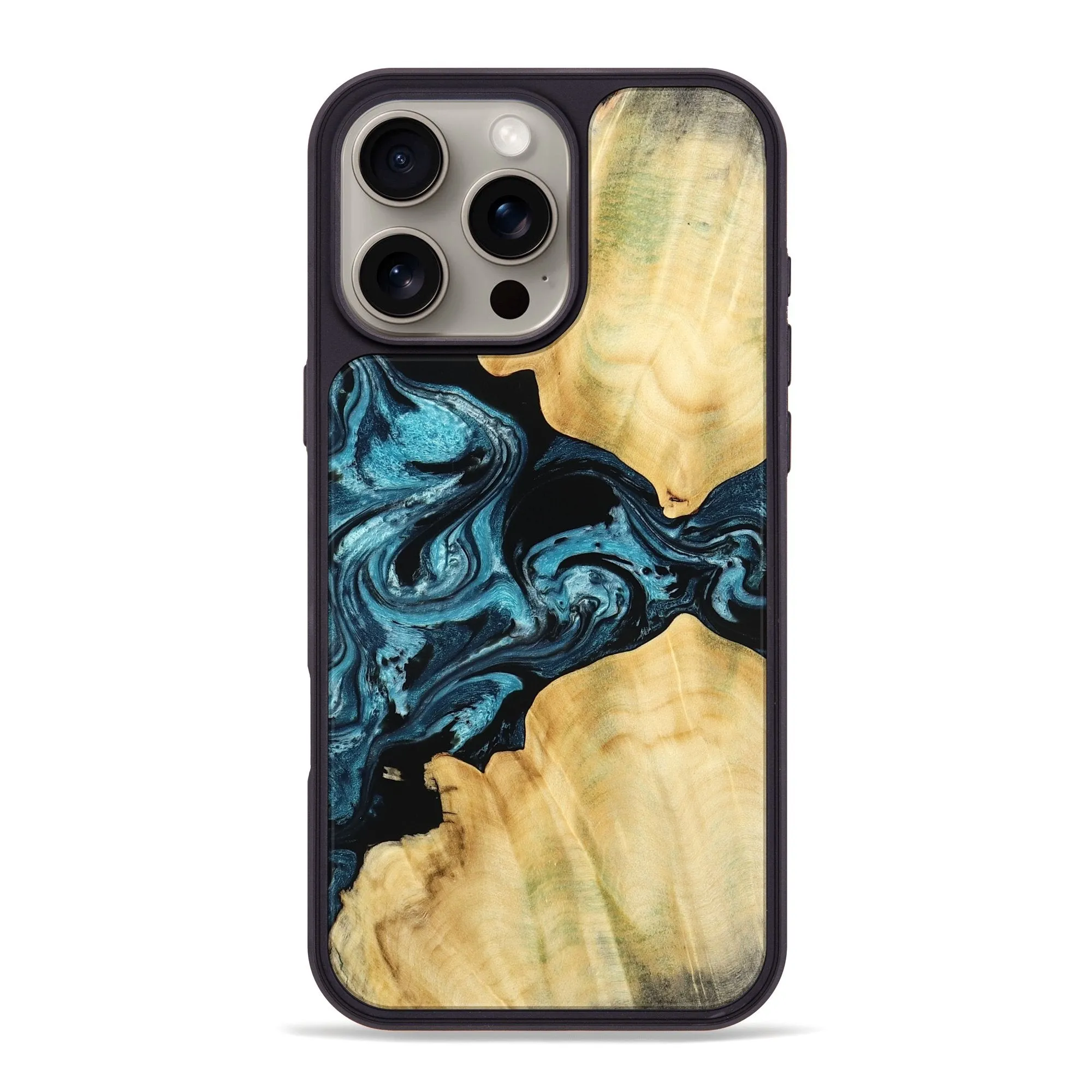 Iphone 16 Pro Max Wood Phone Case - Kylah (Blue, 779641) Reinforced Corners