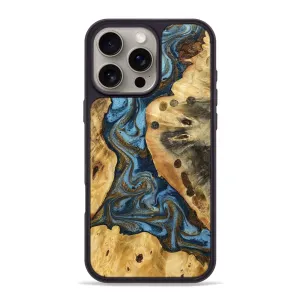 Protective Screen Iphone 16 Pro Max Wood Phone Case - Latanya (Teal & Gold, 775494)