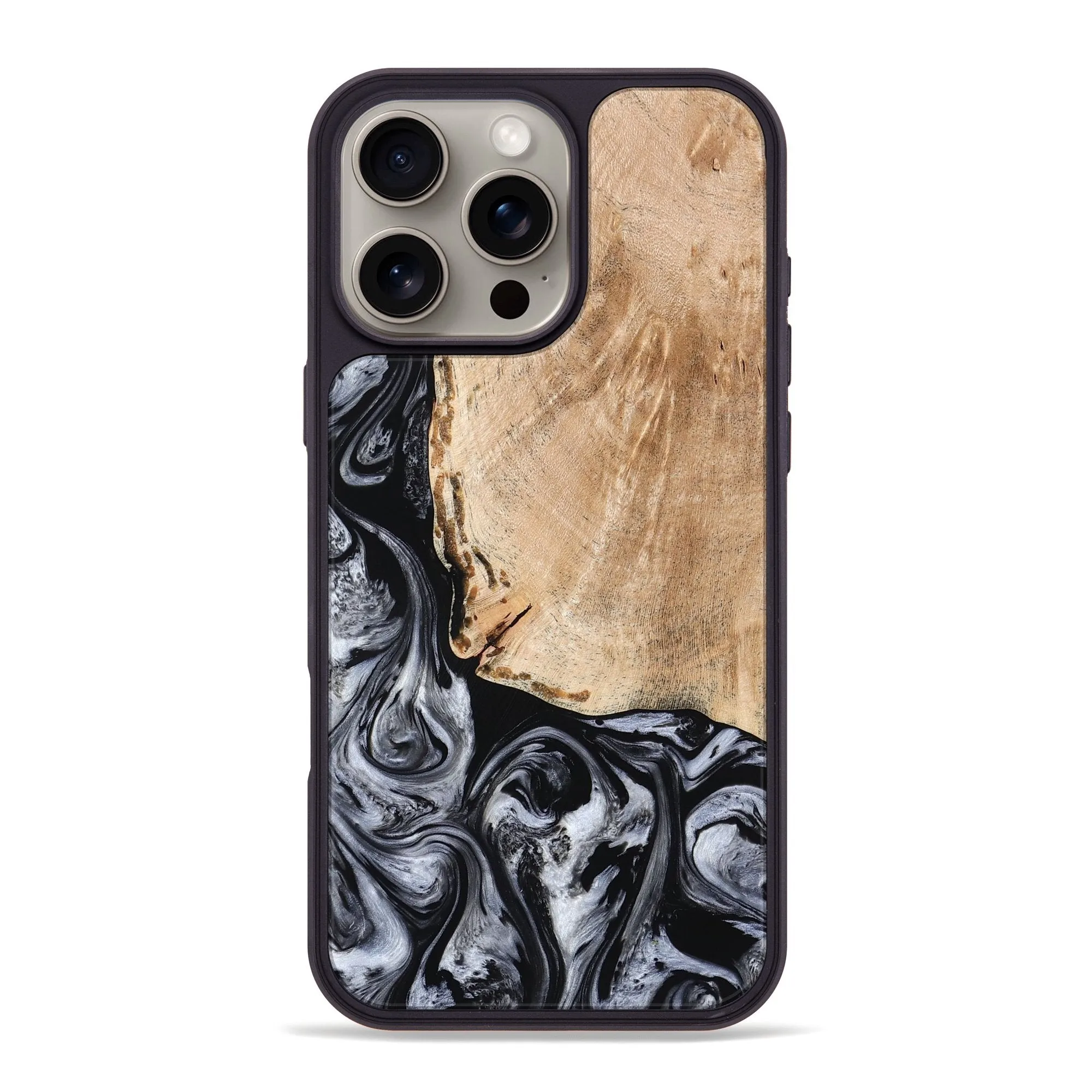 Fingerprint Resistant Coating Iphone 16 Pro Max Wood Phone Case - Lola (Black & White, 776333)