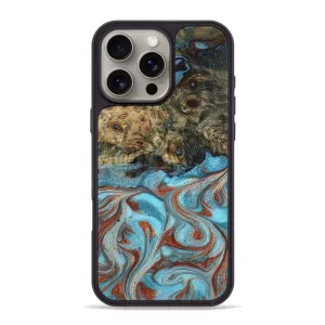 Iphone 16 Pro Max Wood Phone Case - Londyn (Teal & Gold, 777557) Scratch Resistant Glass Smooth Touch