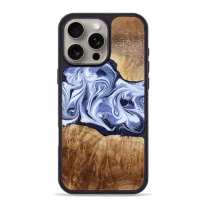 Reinforced Corners Fingerprint Shield Iphone 16 Pro Max Wood Phone Case - Lucie (Blue, 777009)
