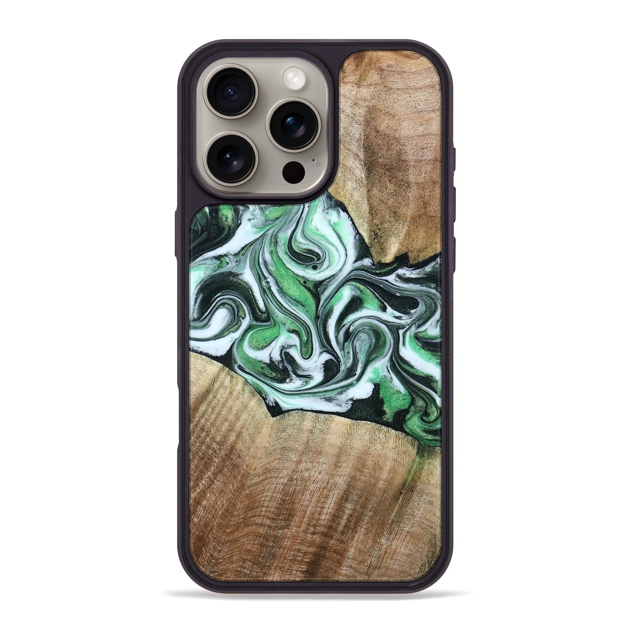 Iphone 16 Pro Max Wood Phone Case - Macey (Green, 780467) Anti Reflection Coating Anti Reflection Screen