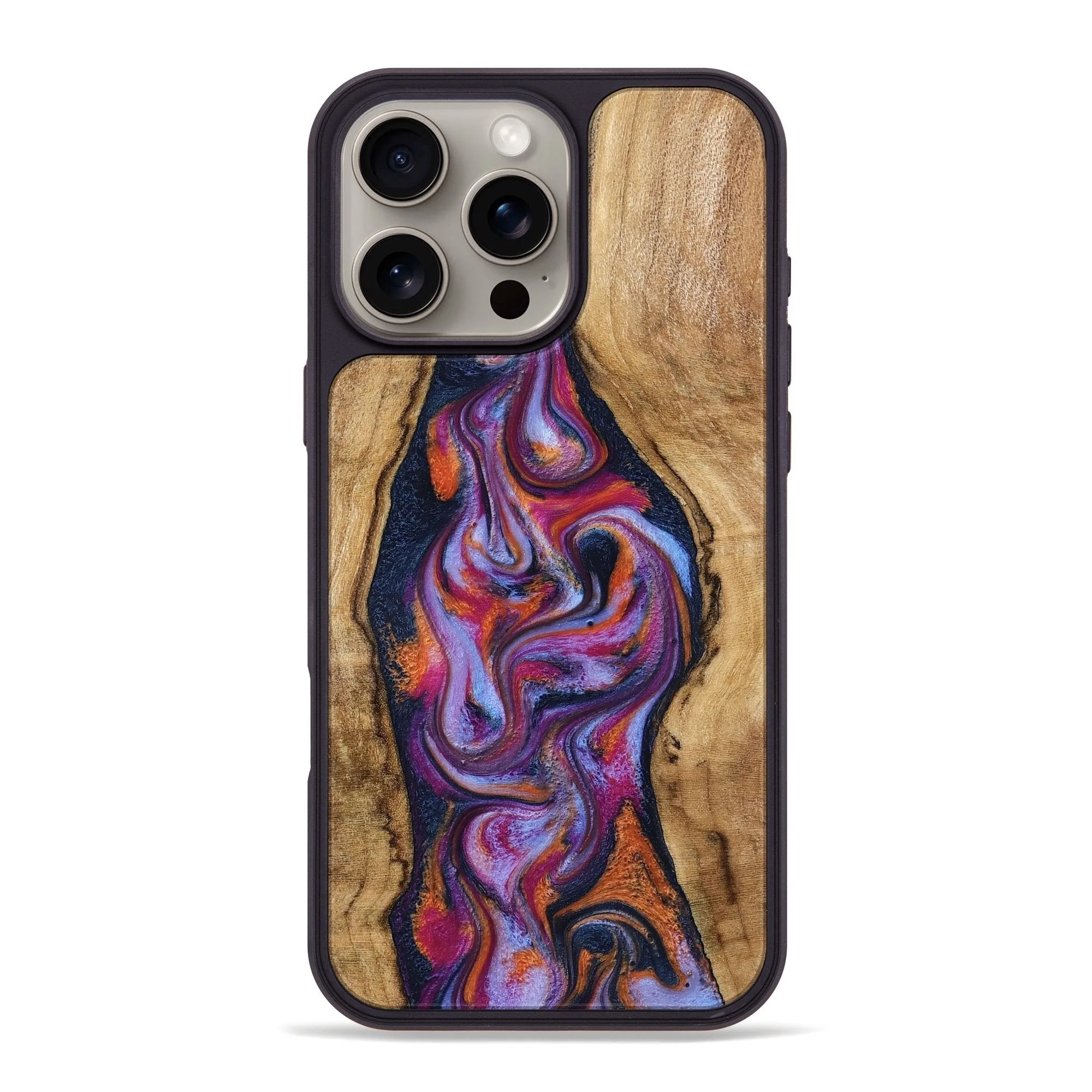 Iphone 16 Pro Max Wood Phone Case - Maudie (Blue, 776205) Drop Resistant Shock Absorbing