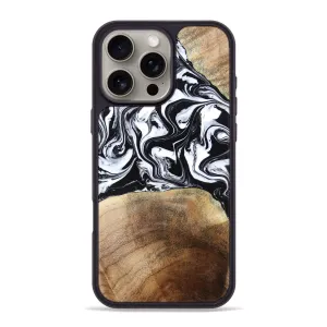 Iphone 16 Pro Max Wood Phone Case - Melany (Black & White, 780756) Tempered Glass Scratch Resistant