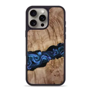 Iphone 16 Pro Max Wood Phone Case - Metta (Blue, 780686) Shatterproof Glass Ultra Clear
