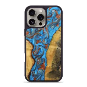 Anti Finger Oil Anti Dust Iphone 16 Pro Max Wood Phone Case - Meyer (Teal & Gold, 780728)
