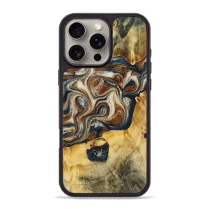 Iphone 16 Pro Max Wood Phone Case - Mike (Teal & Gold, 779560) Anti Finger Stain Dustproof Cover