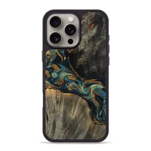 Anti Dust Film Crystal Clear Screen Iphone 16 Pro Max Wood Phone Case - Miranda (Teal & Gold, 780165)