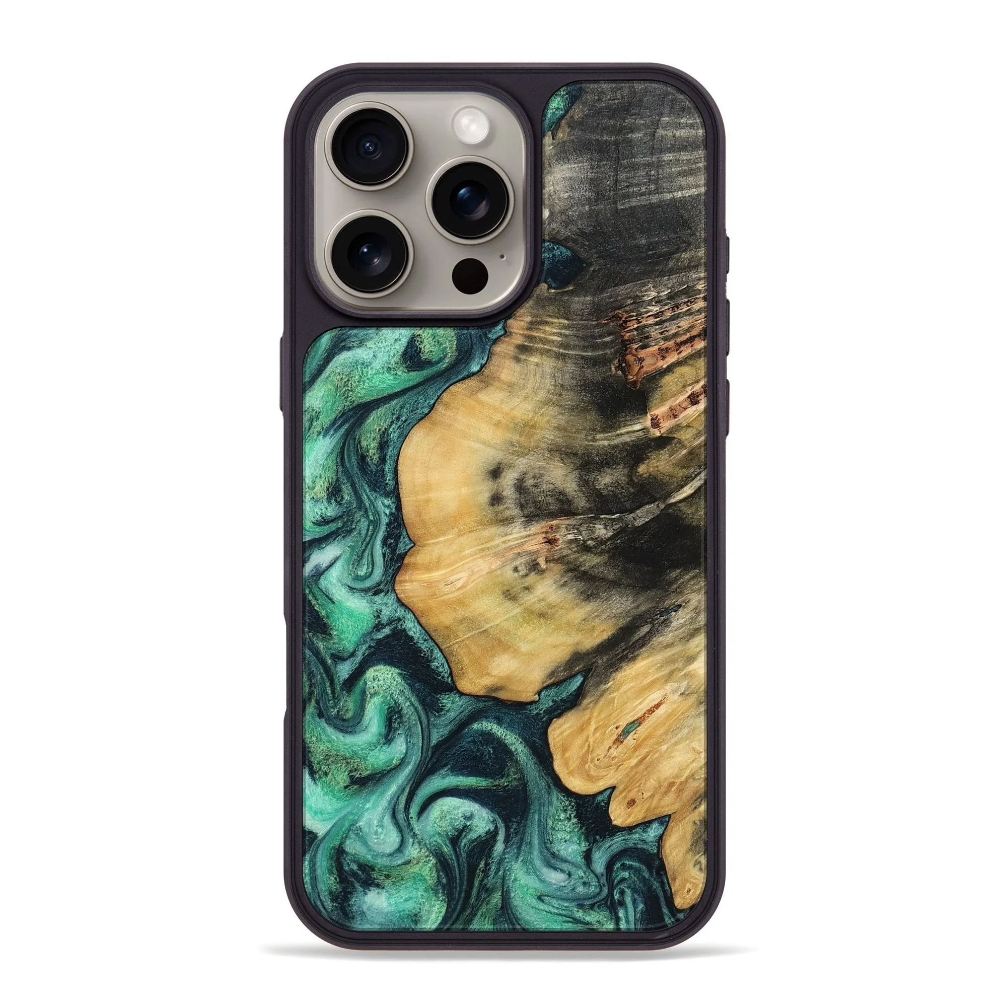 Iphone 16 Pro Max Wood Phone Case - Mittie (Green, 781772) Scratch Resistant Glass