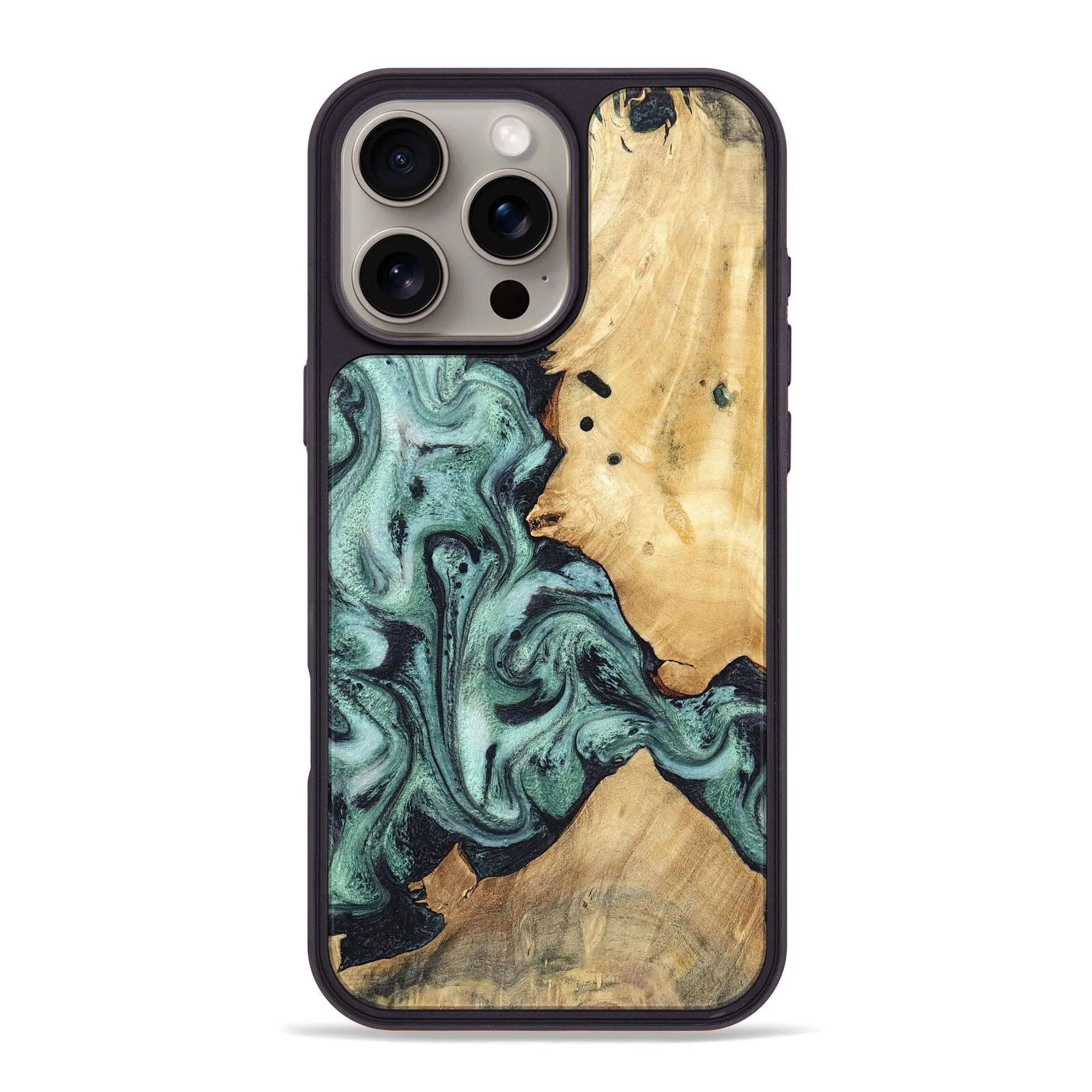 Anti Reflection Shatterproof Glass Iphone 16 Pro Max Wood Phone Case - Miya (Green, 781767)