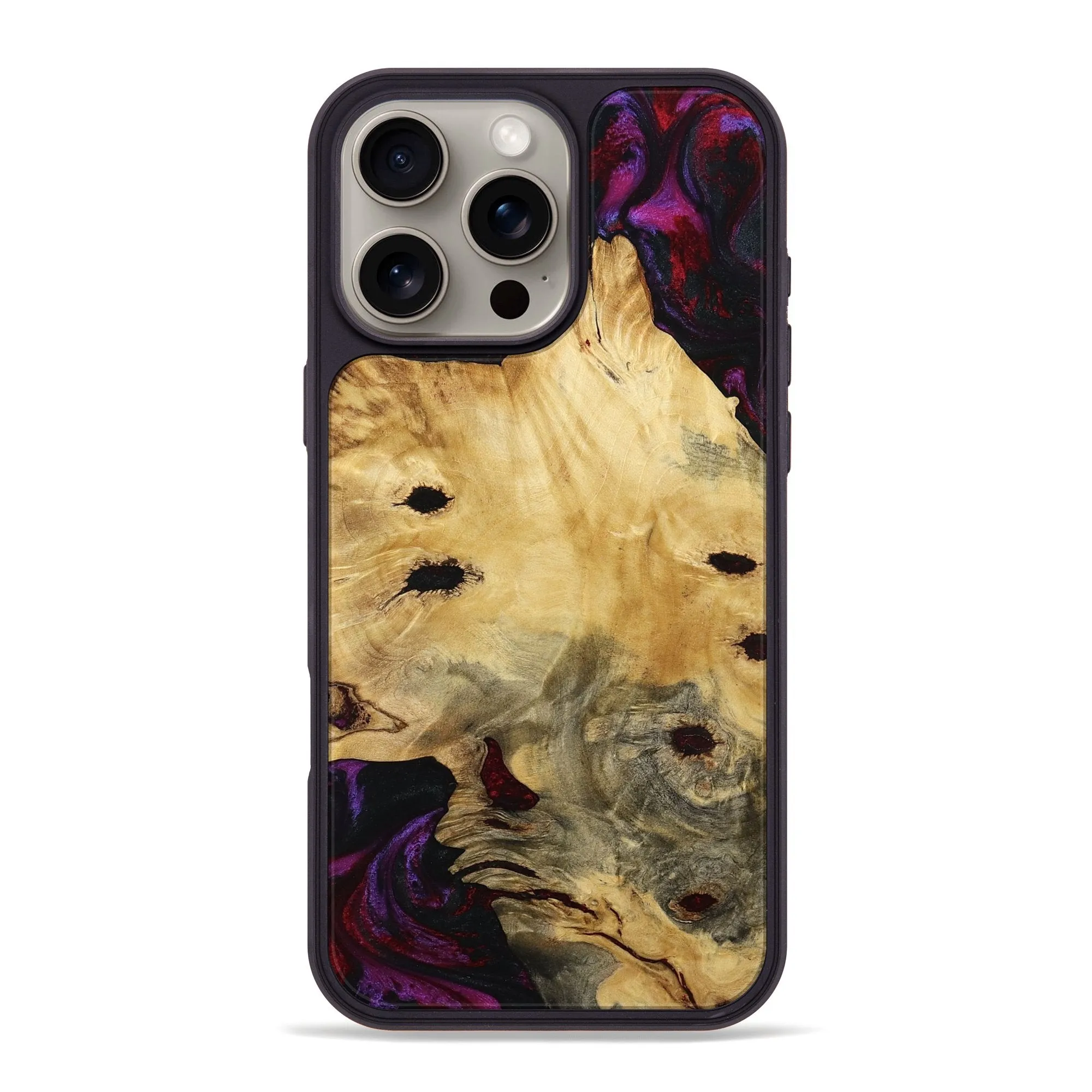 Fingerprint Free HD Screen Protector Iphone 16 Pro Max Wood Phone Case - Monte (Red, 780131)