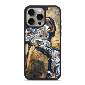 Iphone 16 Pro Max Wood Phone Case - Norma (Teal & Gold, 781667) Smooth Touch Film