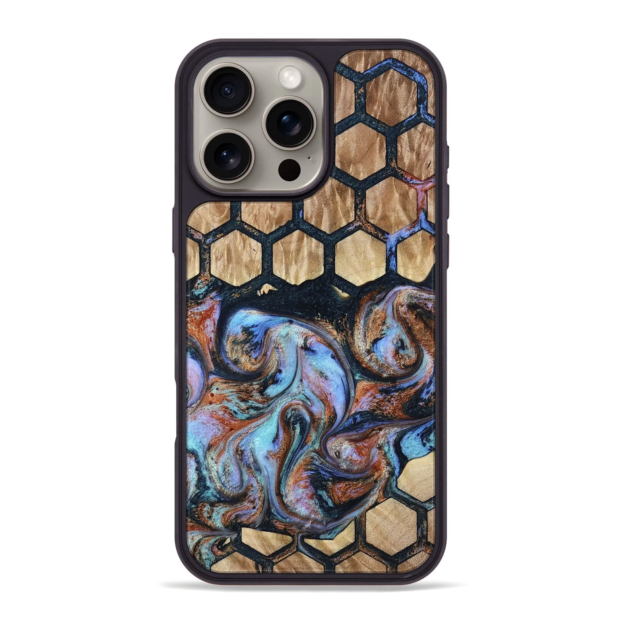 Iphone 16 Pro Max Wood Phone Case - Ocean (Pattern, 780865) Anti Blue Light