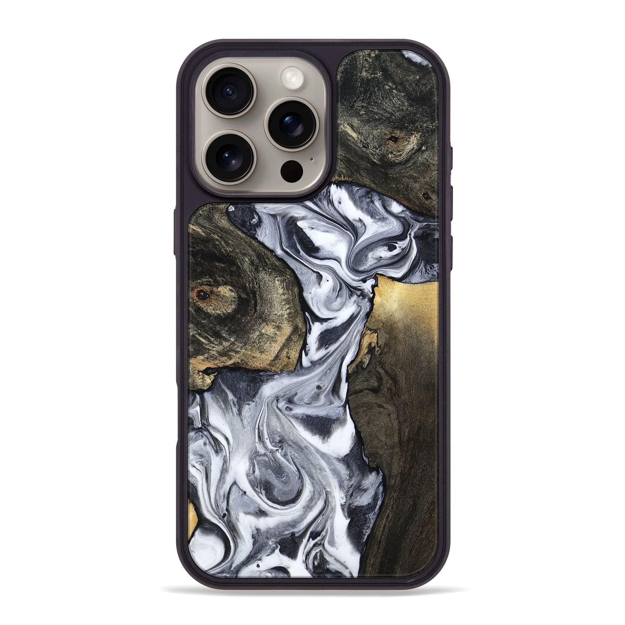 Tempered Glass Iphone 16 Pro Max Wood Phone Case - Queenie (Black & White, 781631)
