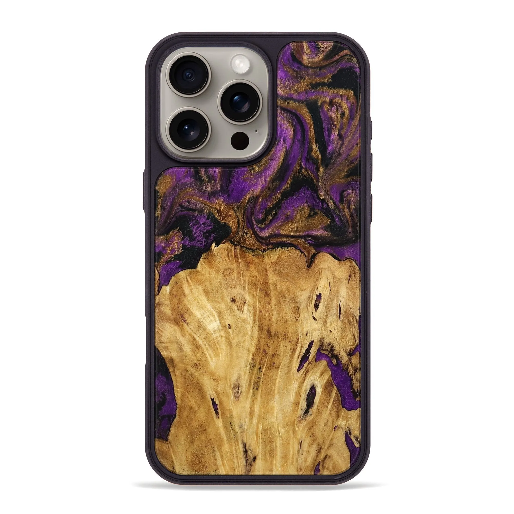Bubble Resistant Film Iphone 16 Pro Max Wood Phone Case - Rivka (Purple, 778279)