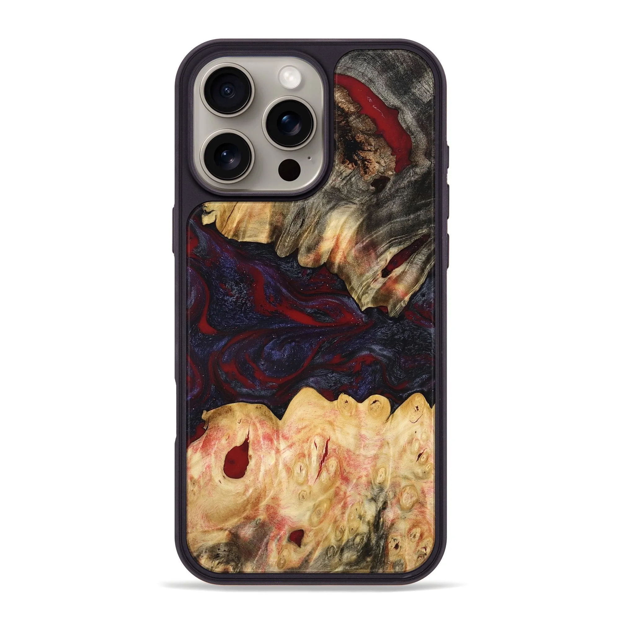 Iphone 16 Pro Max Wood Phone Case - Rosina (Red, 776343) Anti Reflection Coating