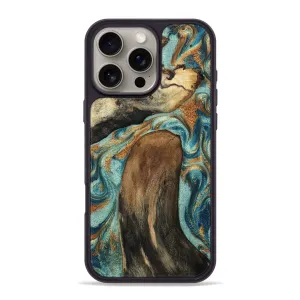 Iphone 16 Pro Max Wood Phone Case - Saniyah (Teal & Gold, 781703) Shock Guard
