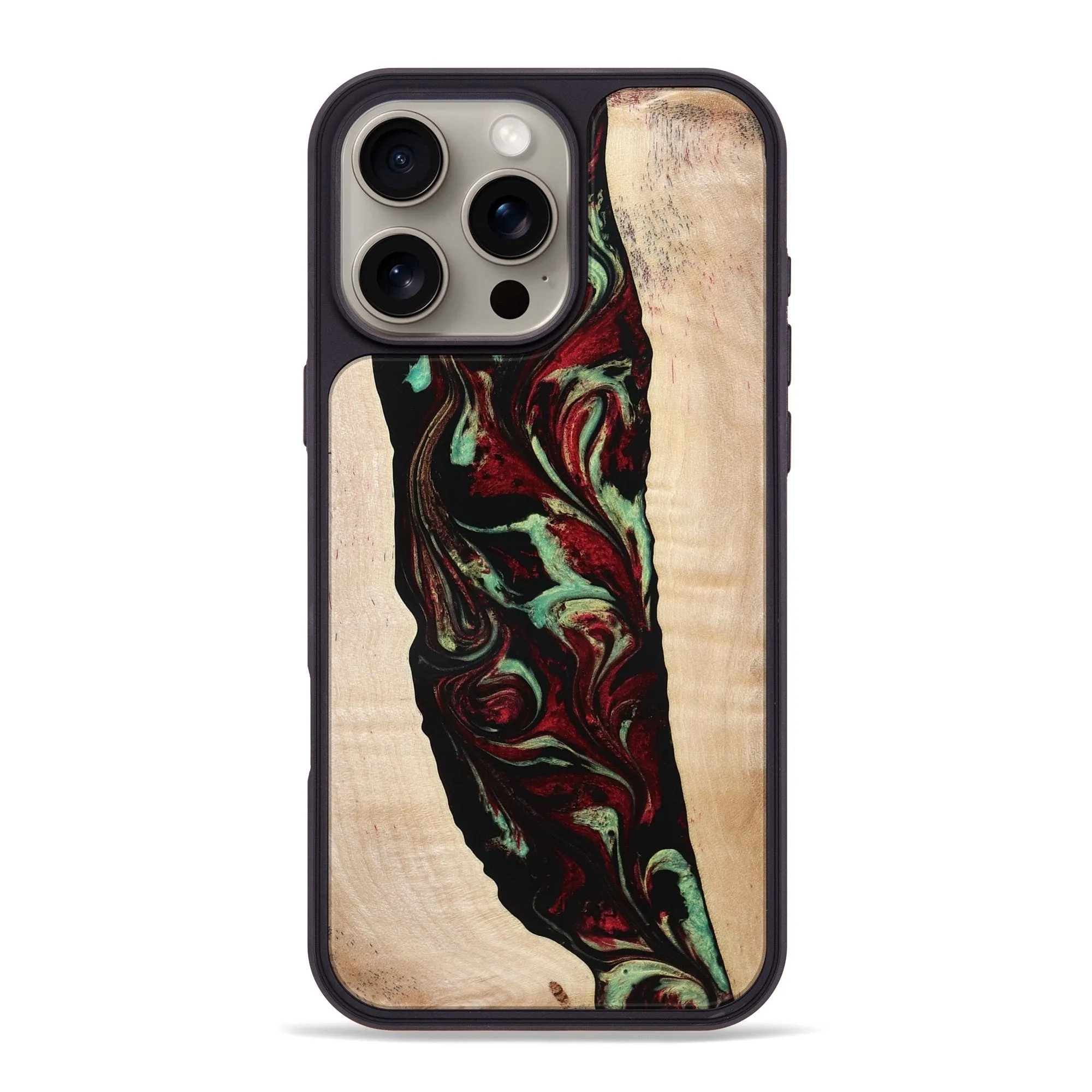 Anti Fingerprint Coating Impact Protection Iphone 16 Pro Max Wood Phone Case - Sariah (Red, 775503)