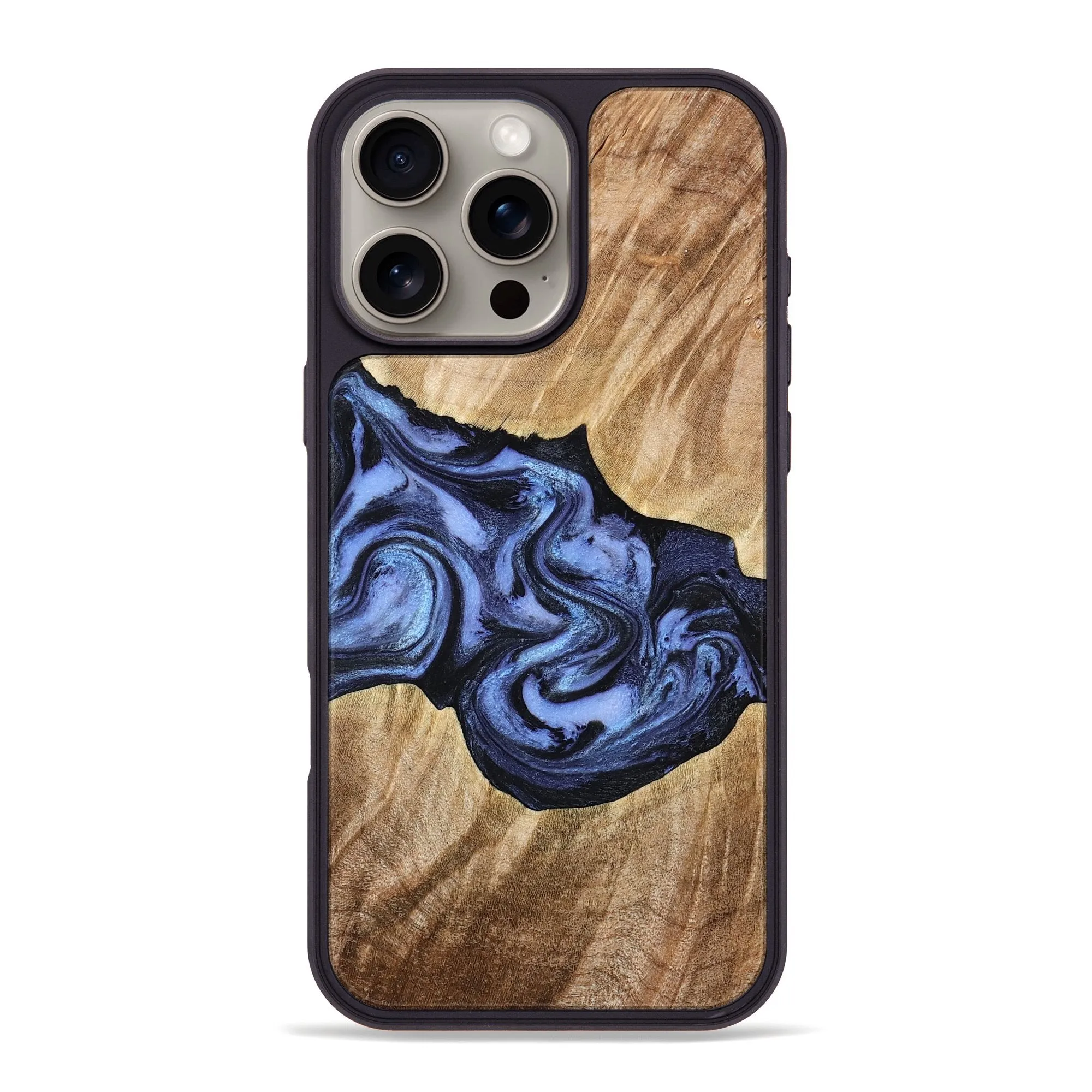 Oleophobic Coating Iphone 16 Pro Max Wood Phone Case - Semaj (Blue, 777167)