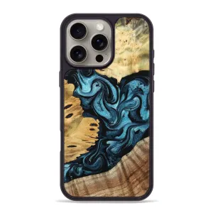 Scratch Resistant Glass Iphone 16 Pro Max Wood Phone Case - Skyler (Blue, 781776)