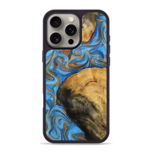 Iphone 16 Pro Max Wood Phone Case - Starr (Teal & Gold, 776540) Bubble Free Screen