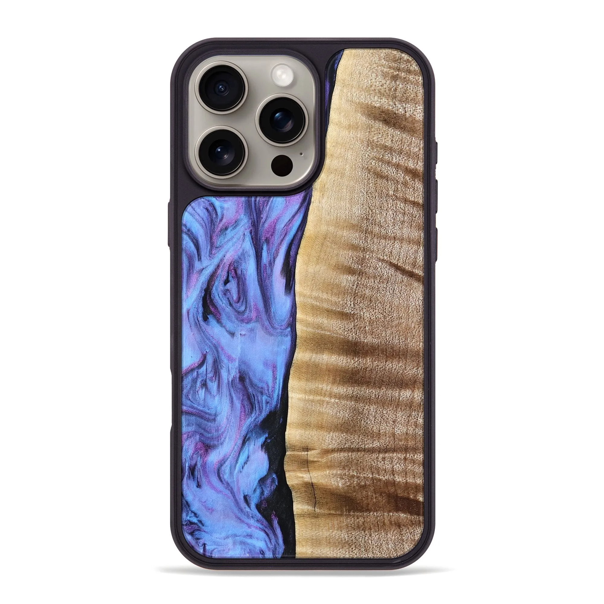 Iphone 16 Pro Max Wood Phone Case - Tawana (Purple, 776560) Anti Fingerprint Shield