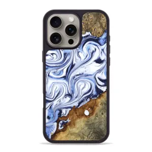 Anti Finger Smear Shock Guard Iphone 16 Pro Max Wood Phone Case - Tonya (Blue, 776678)