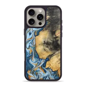 Iphone 16 Pro Max Wood Phone Case - Truett (Teal & Gold, 781695) Case Friendly Shock Absorption