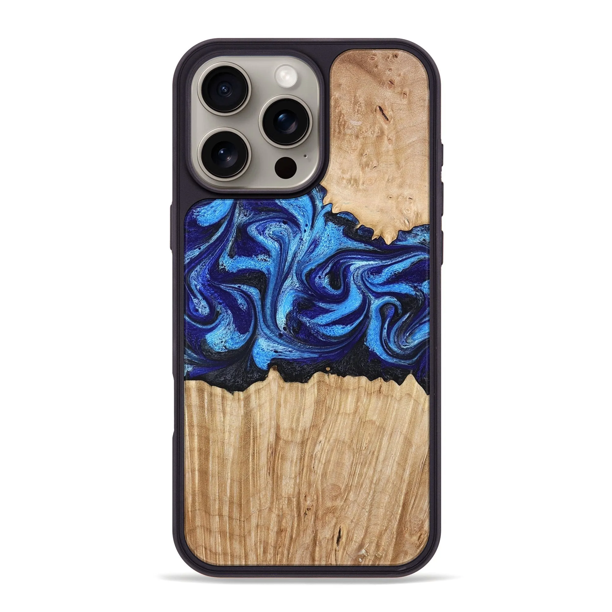 Iphone 16 Pro Max Wood Phone Case - Vera (Blue, 776673) Anti Finger Oil Coating Drop Resistant