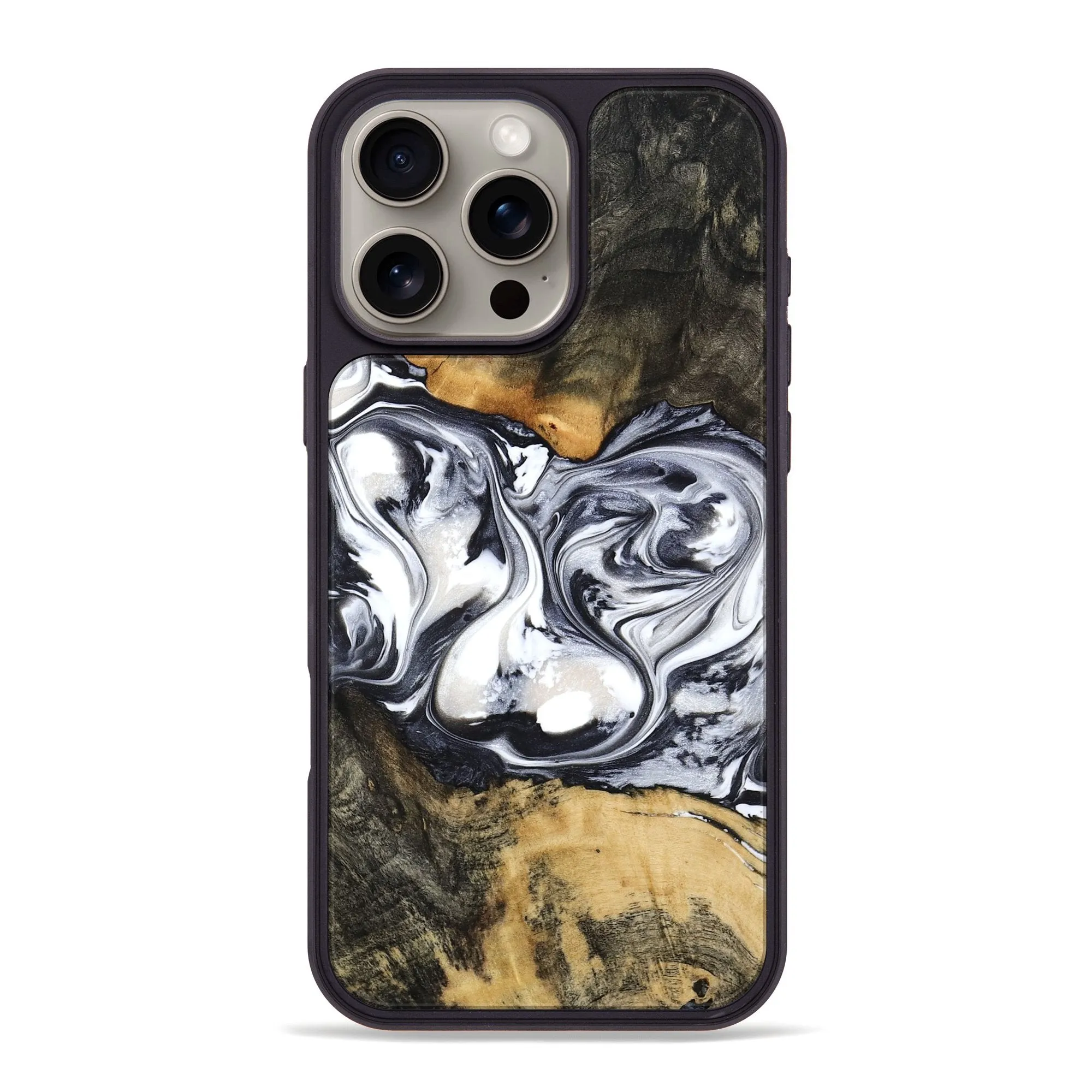 Drop Protection Iphone 16 Pro Max Wood Phone Case - Verna (Black & White, 781580)