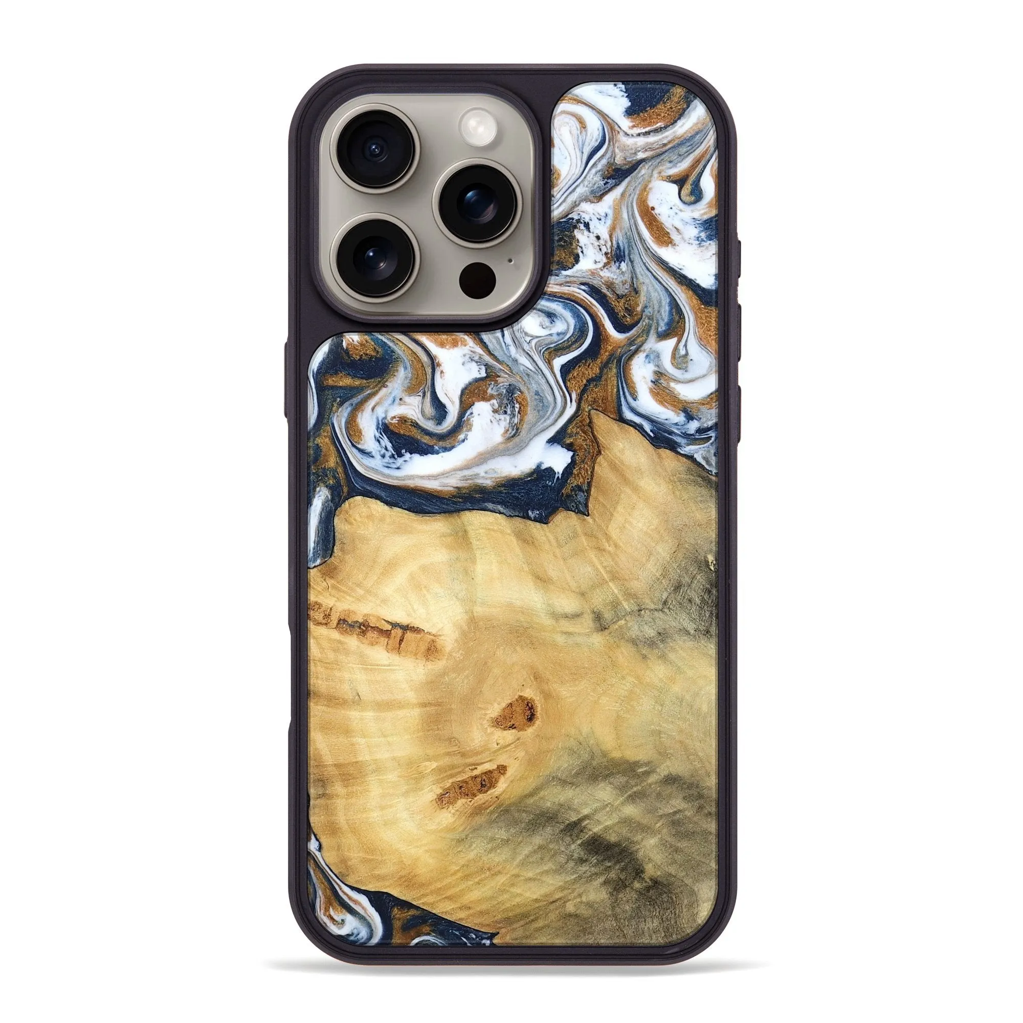 Anti Fog Anti Yellowing Film Iphone 16 Pro Max Wood Phone Case - Verne (Teal & Gold, 781698)