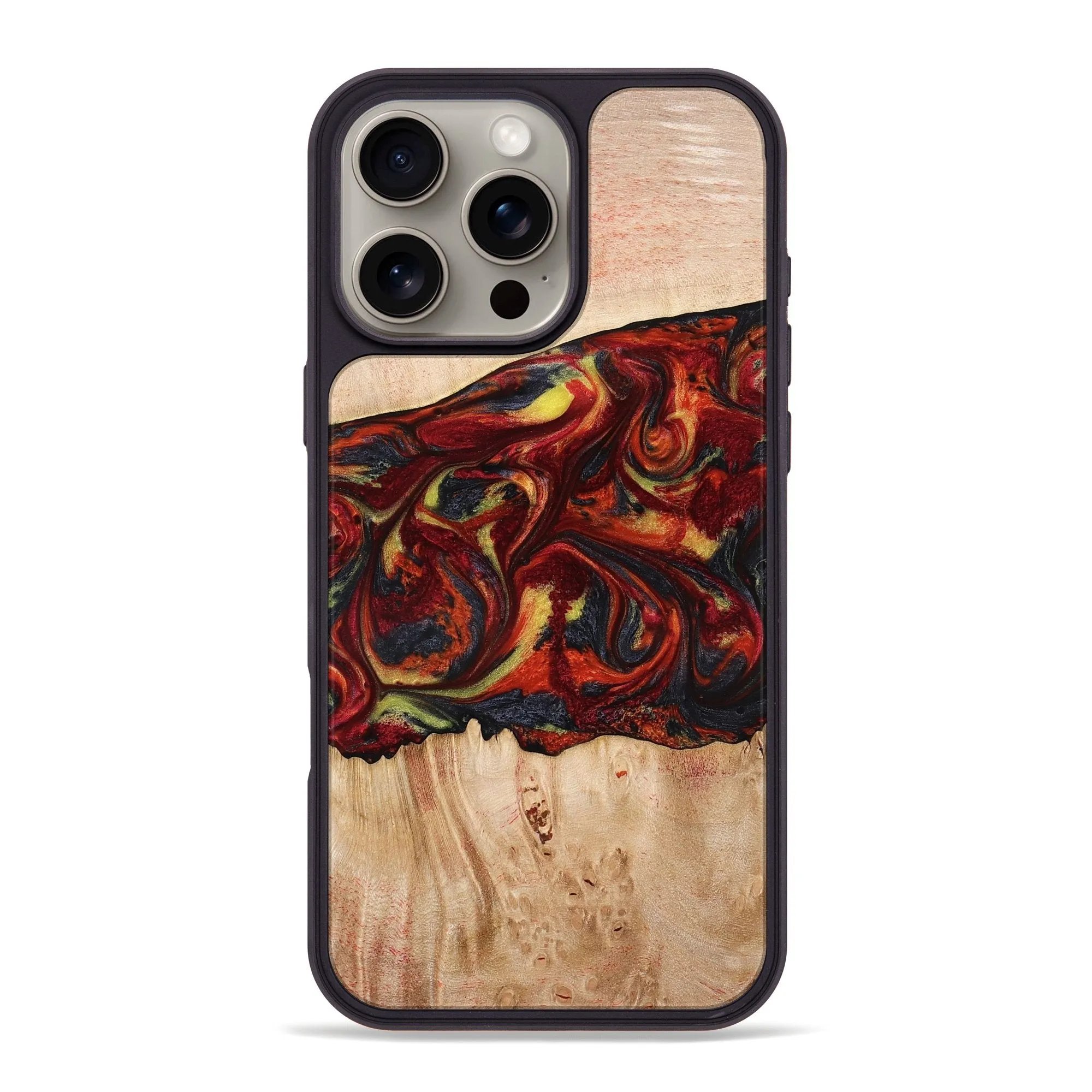 Iphone 16 Pro Max Wood Phone Case - Viola (Red, 776244) Shockproof Anti Fingerprint Coating