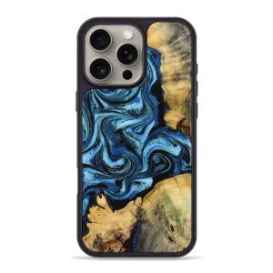 Anti Fingerprint Screen Shatterproof Glass Iphone 16 Pro Max Wood Phone Case - Wilfred (Blue, 778375)