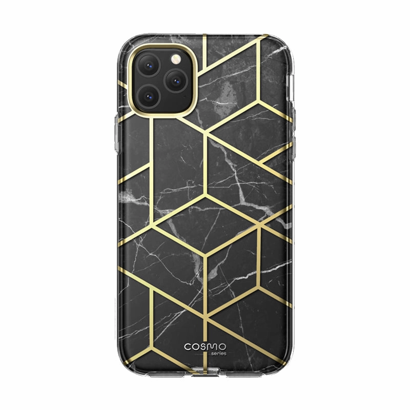 Iphone 11 Pro Cosmo Case-Marble Black Reinforced Corners Case Friendly Glass