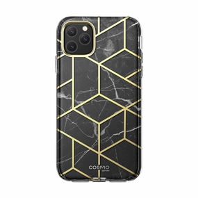 Iphone 11 Pro Cosmo Case-Marble Black Reinforced Corners Case Friendly Glass
