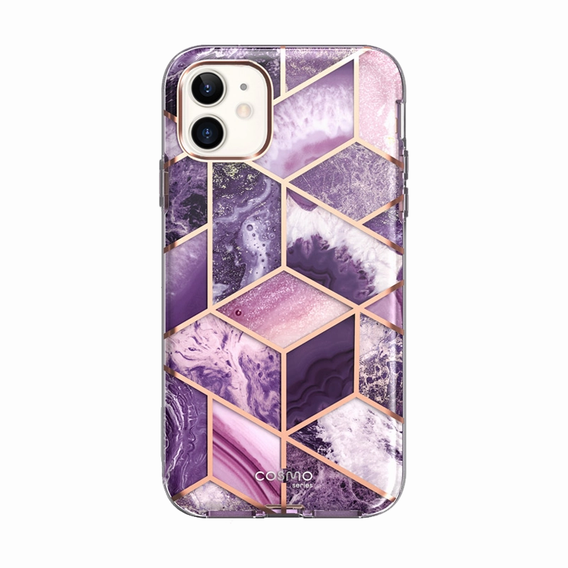 Iphone 12 Mini Cosmo Case - Marble Purple Case Friendly Glass Screen Guard
