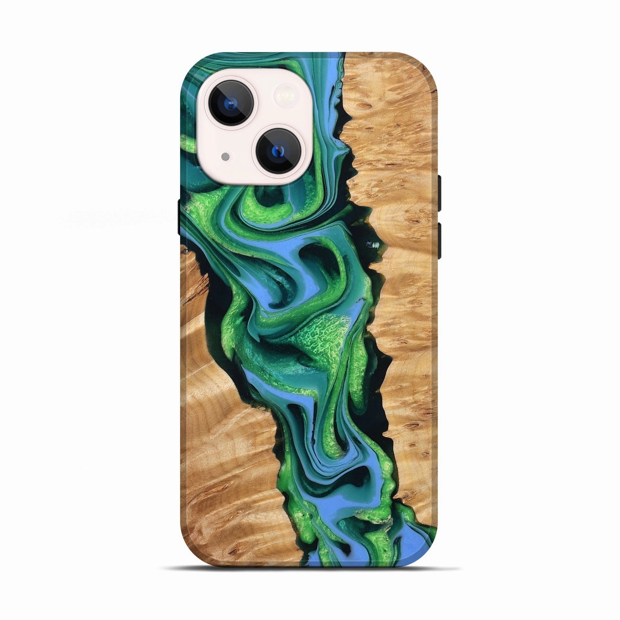 Iphone 13 Wood Live Edge Phone Case - Bobby (Green, 777967) Impact Protection Shock Guard
