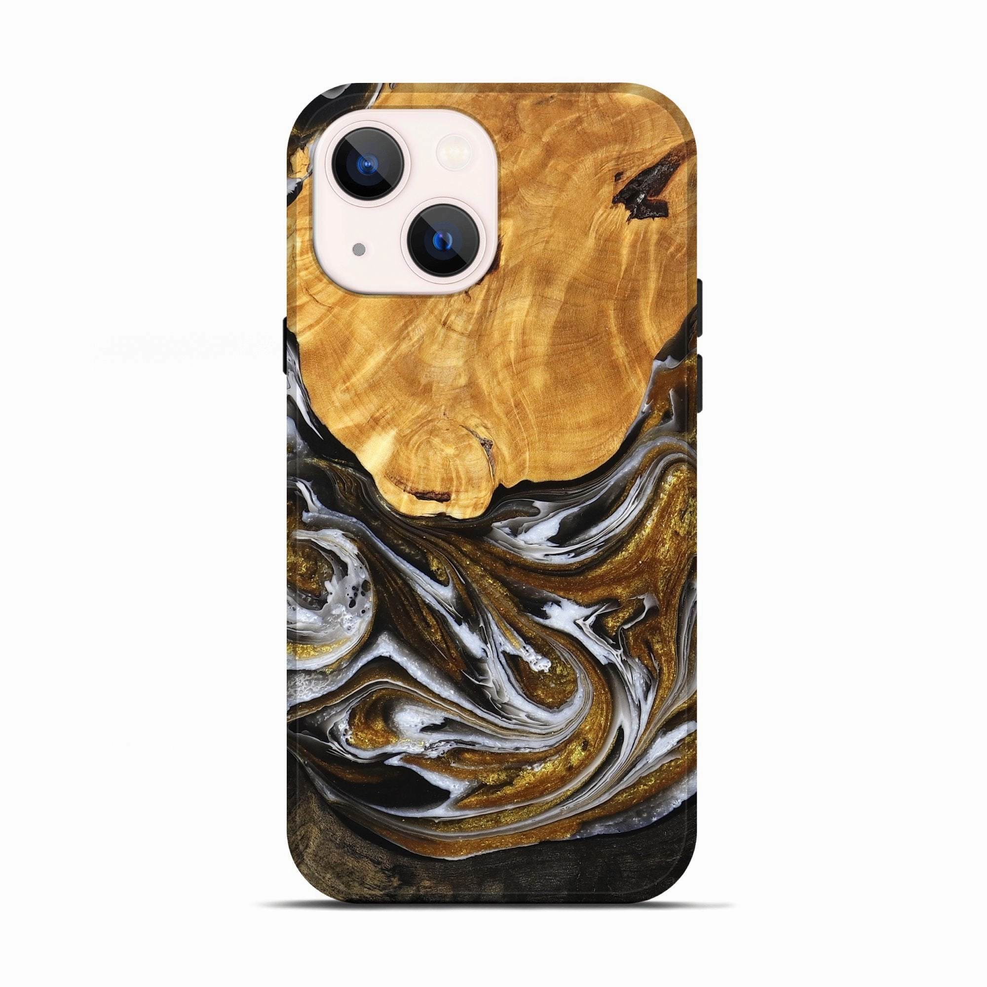 Shockproof Grip Friendly Iphone 13 Wood Live Edge Phone Case - Brant (Black & White, 777334)