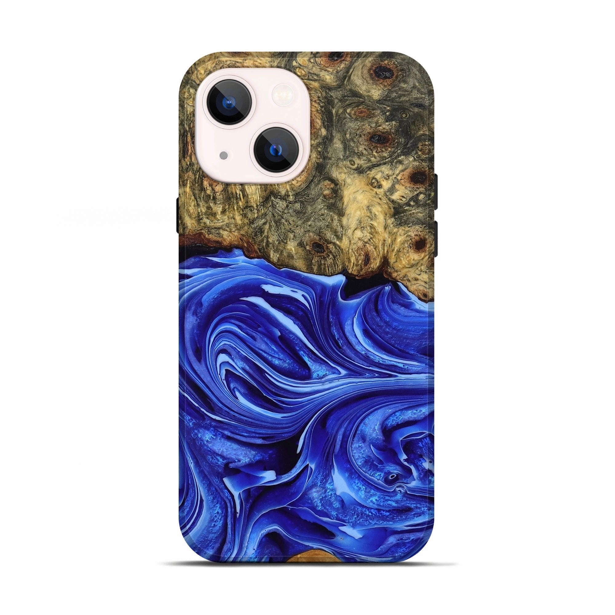 Iphone 13 Wood Live Edge Phone Case - Carrie (Blue, 777366) Protective Cover Easy Apply