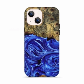 Iphone 13 Wood Live Edge Phone Case - Carrie (Blue, 777366) Protective Cover Easy Apply